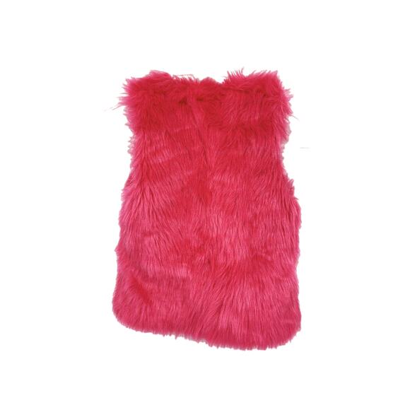 Girls Barbie Core Justice Bright Pink Faux Fur Vest Size 8 - Picture 4 of 6